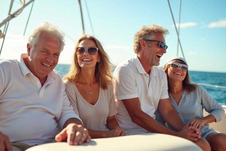 Family enjoying yacht charter