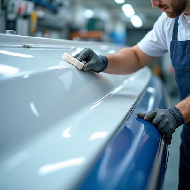 Yacht undergoing meticulous maintenance